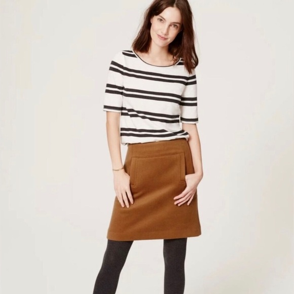 Ann Taylor Loft Camel Wool Blend A-line Mini Skirt Sz 0 - Picture 1 of 5